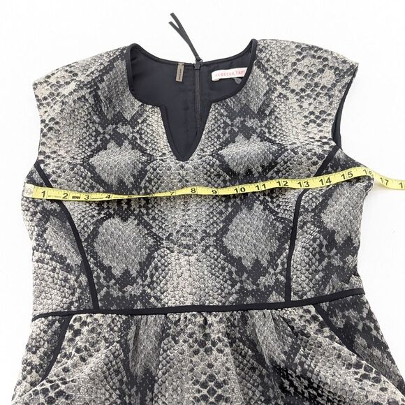 Rebecca Taylor Python Print Gray Black Cap Sleeve Sheath Dress Size 4 - Picture 6 of 8